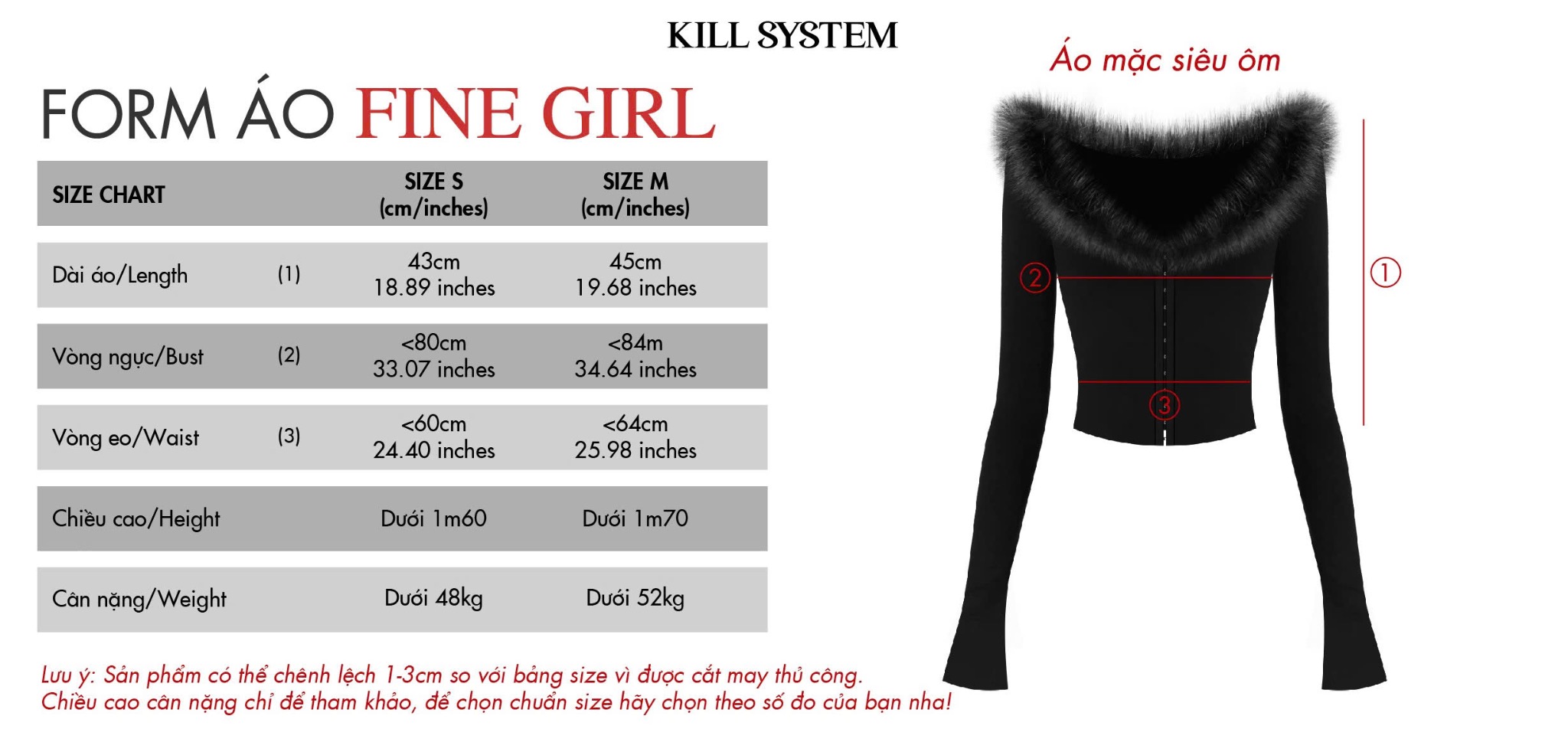  Áo cổ V phối lông tay dài siêu ôm FINE GIRL - KILL SYSTEM 