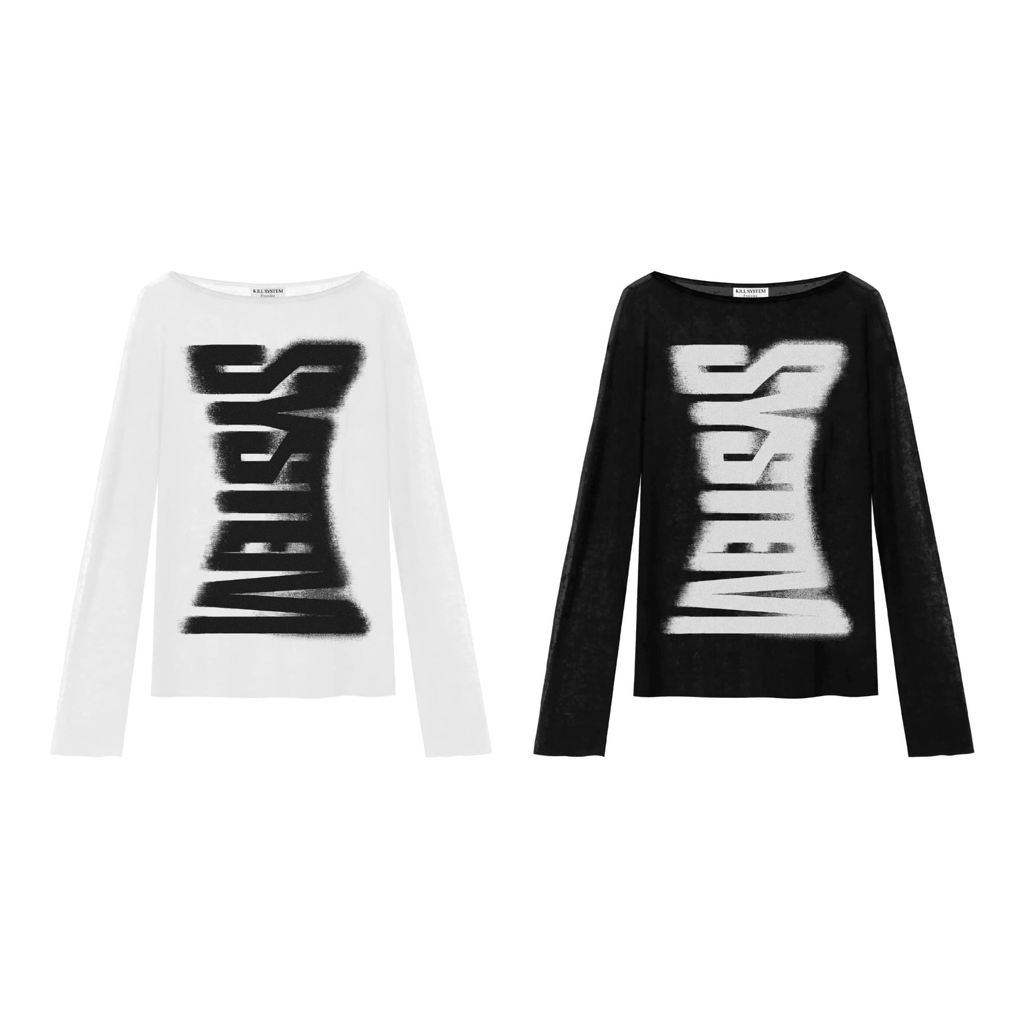  Áo thun tay dài xuyên thấu in hình chữ SKILLED - KILLSYSTEM 