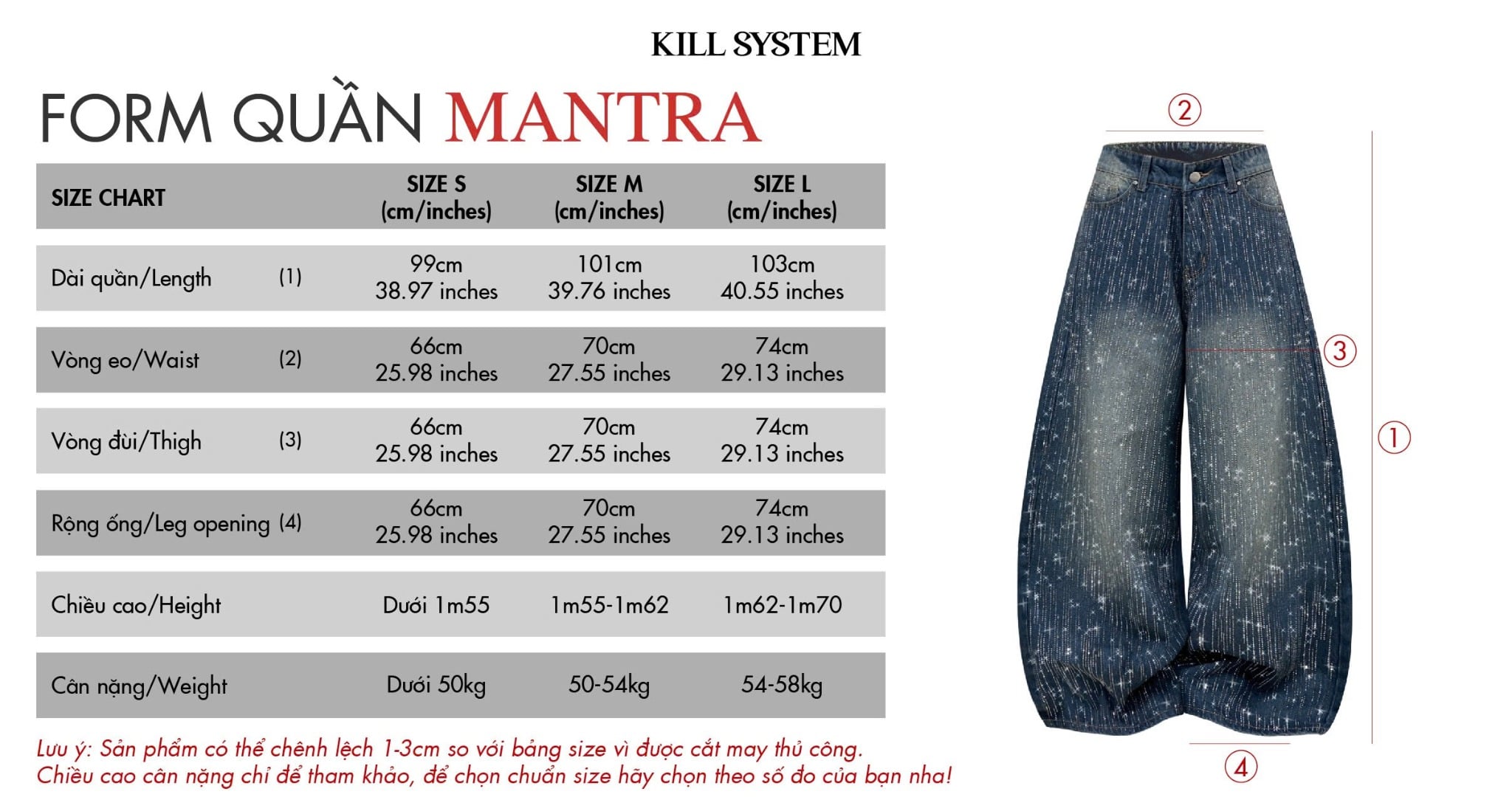  Quần jeans đính đá siêu lấp lánh MANTRA - KILLSYSTEM 
