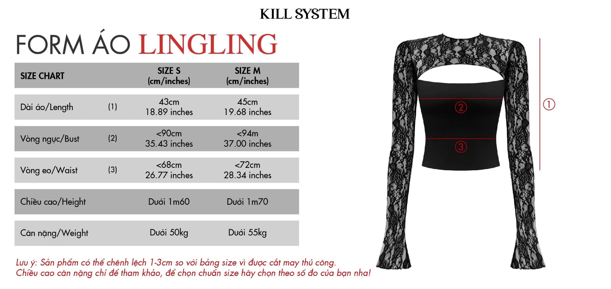 Áo khoét ngực cổ ren tay dài LINGLING - KILLSYSTEM 