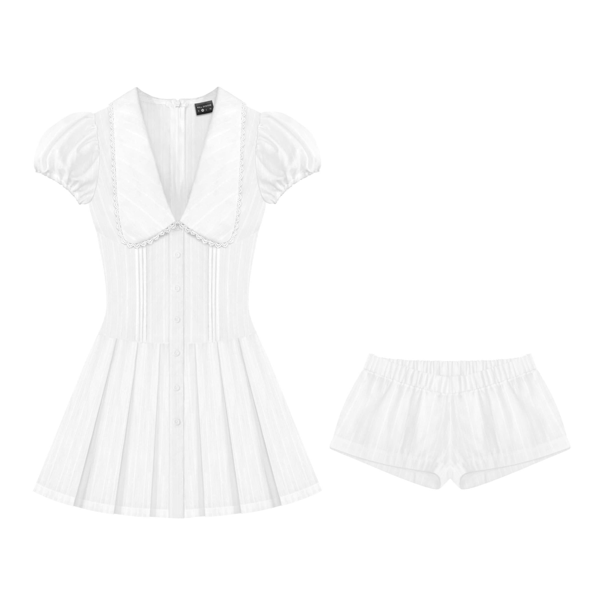  Đầm xếp ly tay phồng cổ chữ khoét sâu SYO - KILLSYSTEM 