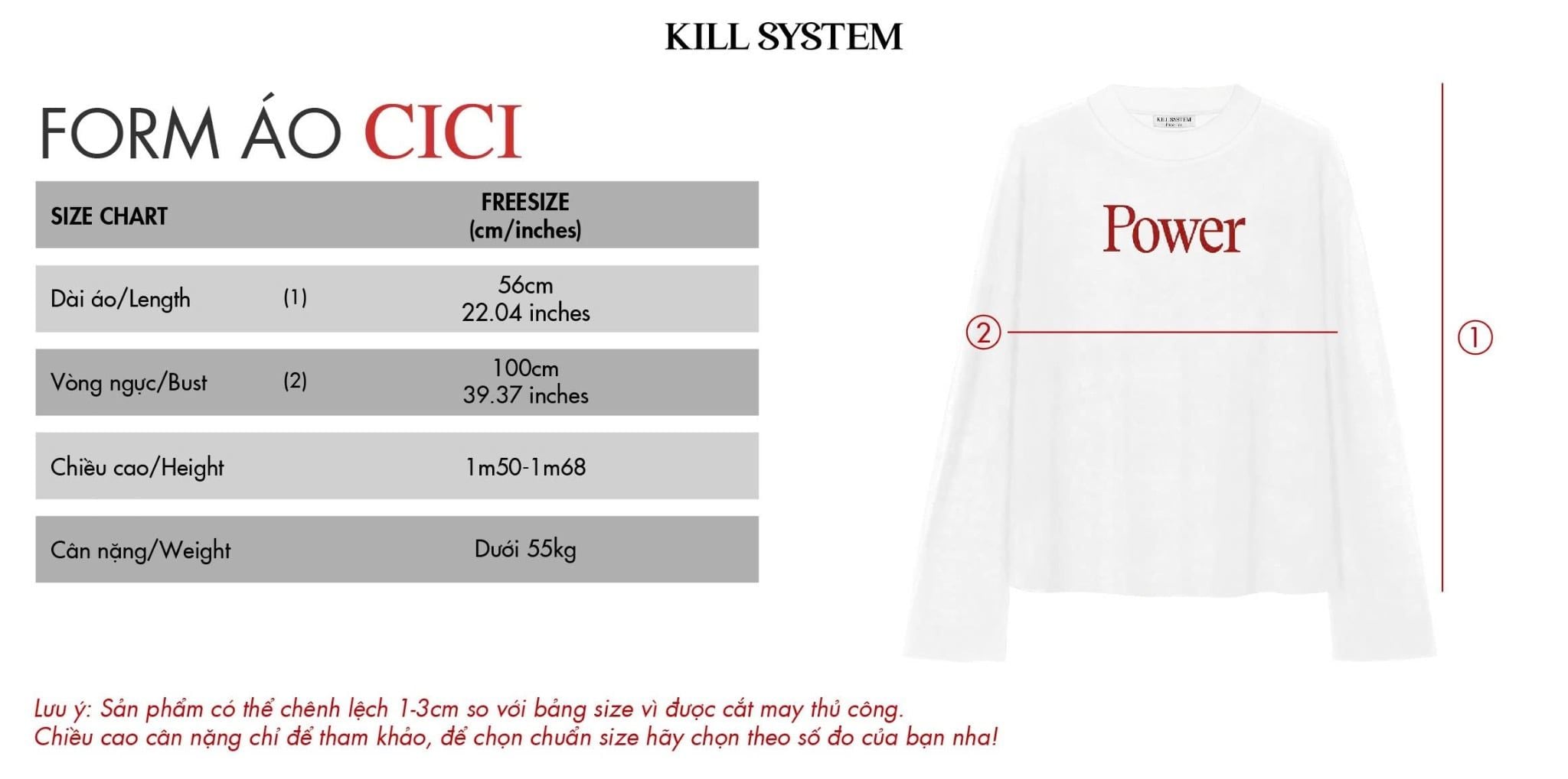  Áo thun tay dài xuyên thấu in chữ đỏ CICI - KILLSYSTEM 