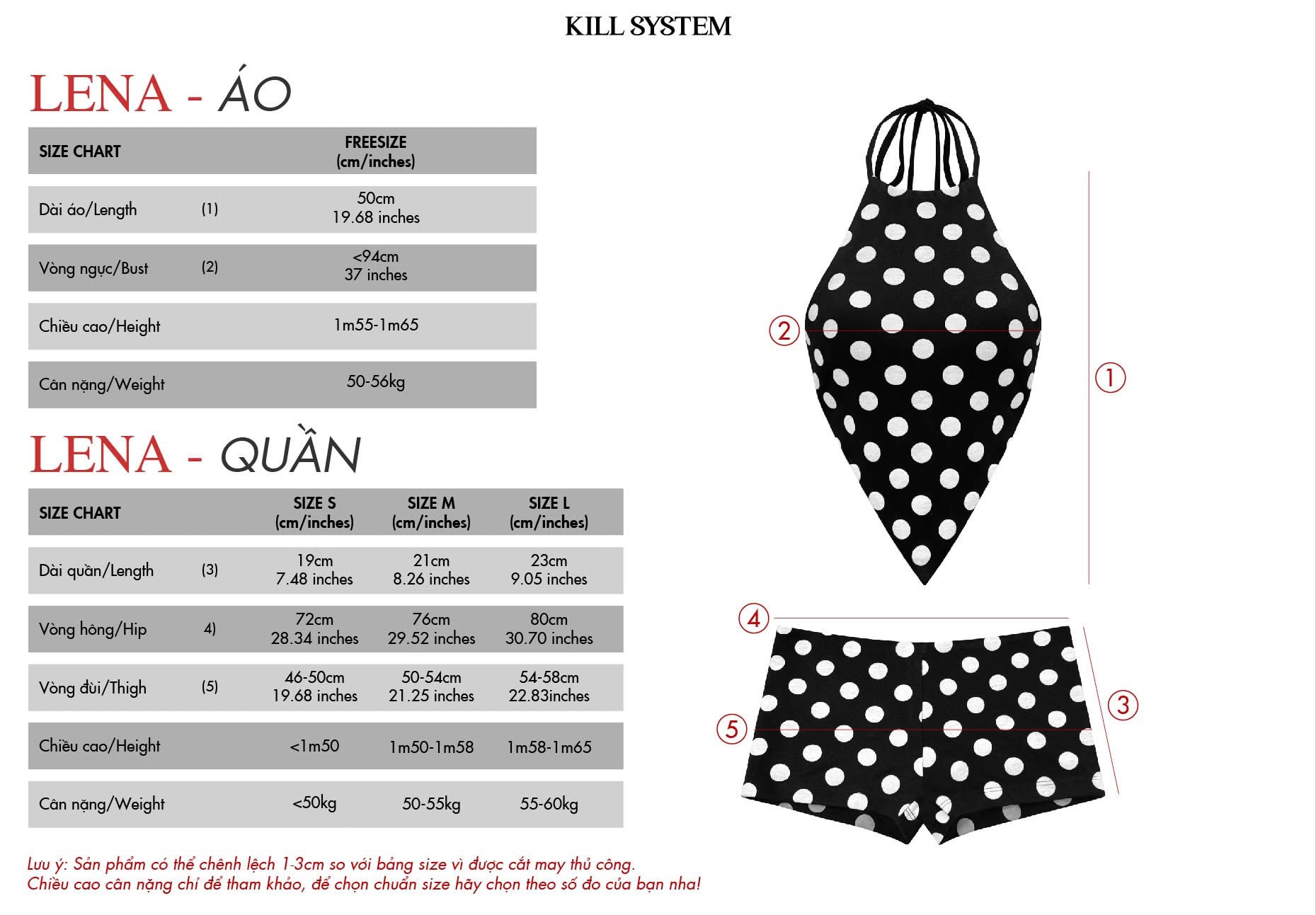  Áo yếm chấm bi tôn dáng LENA - KILLSYSTEM 