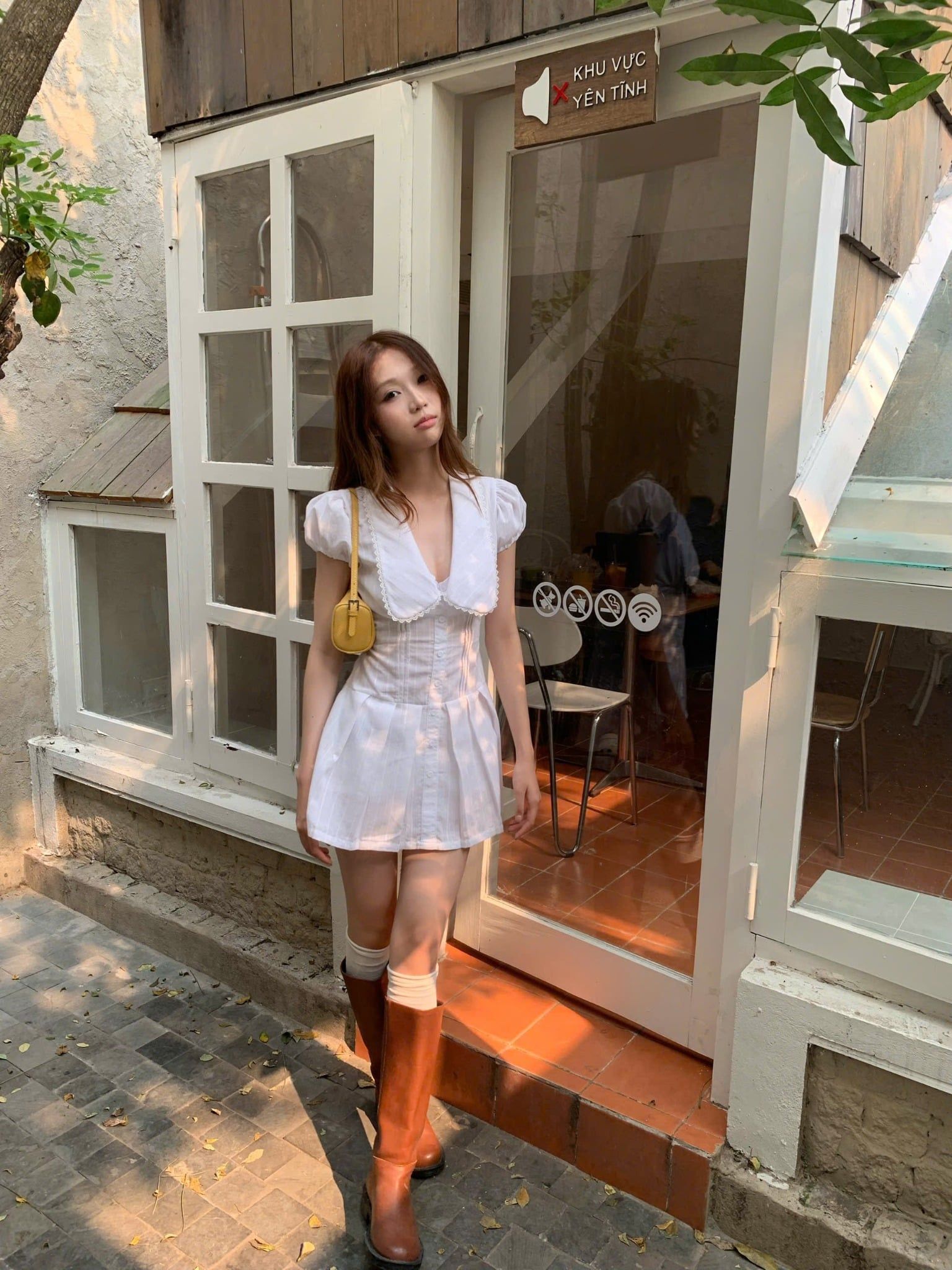  Đầm xếp ly tay phồng cổ chữ khoét sâu SYO - KILLSYSTEM 