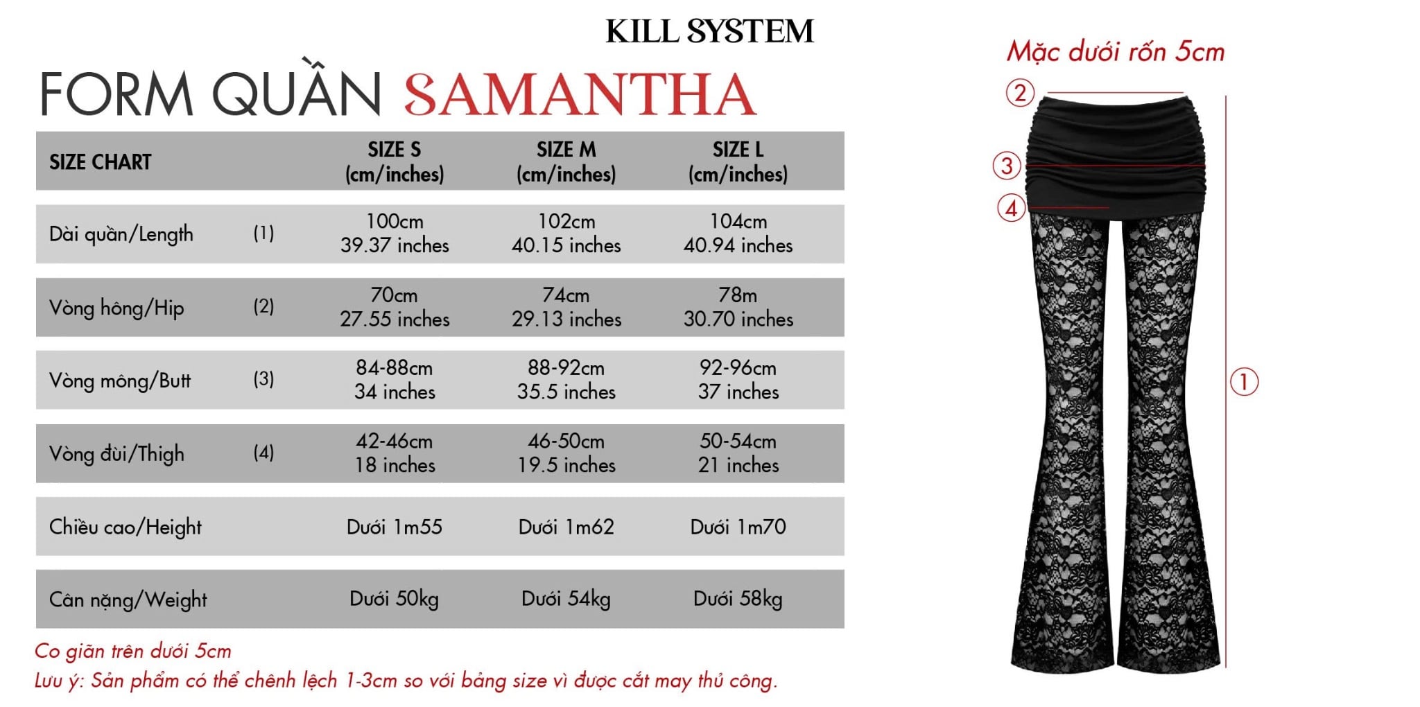  Quần ren ống loe phối váy ôm cạp thấp sexy tôn dáng SAMANTHA - KILLSYSTEM 