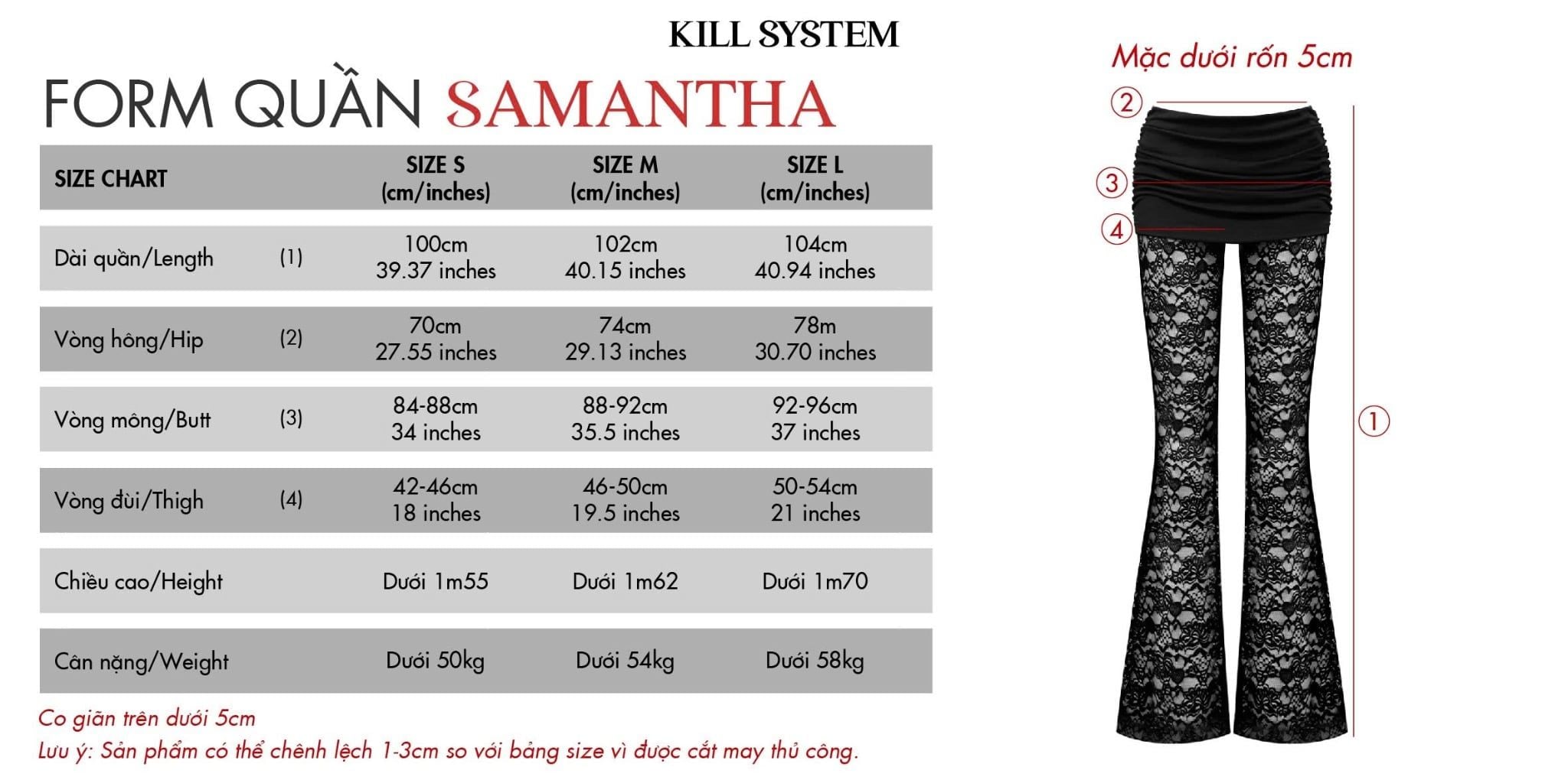  Quần ren ống loe phối váy ôm cạp thấp sexy tôn dáng SAMANTHA - KILLSYSTEM 