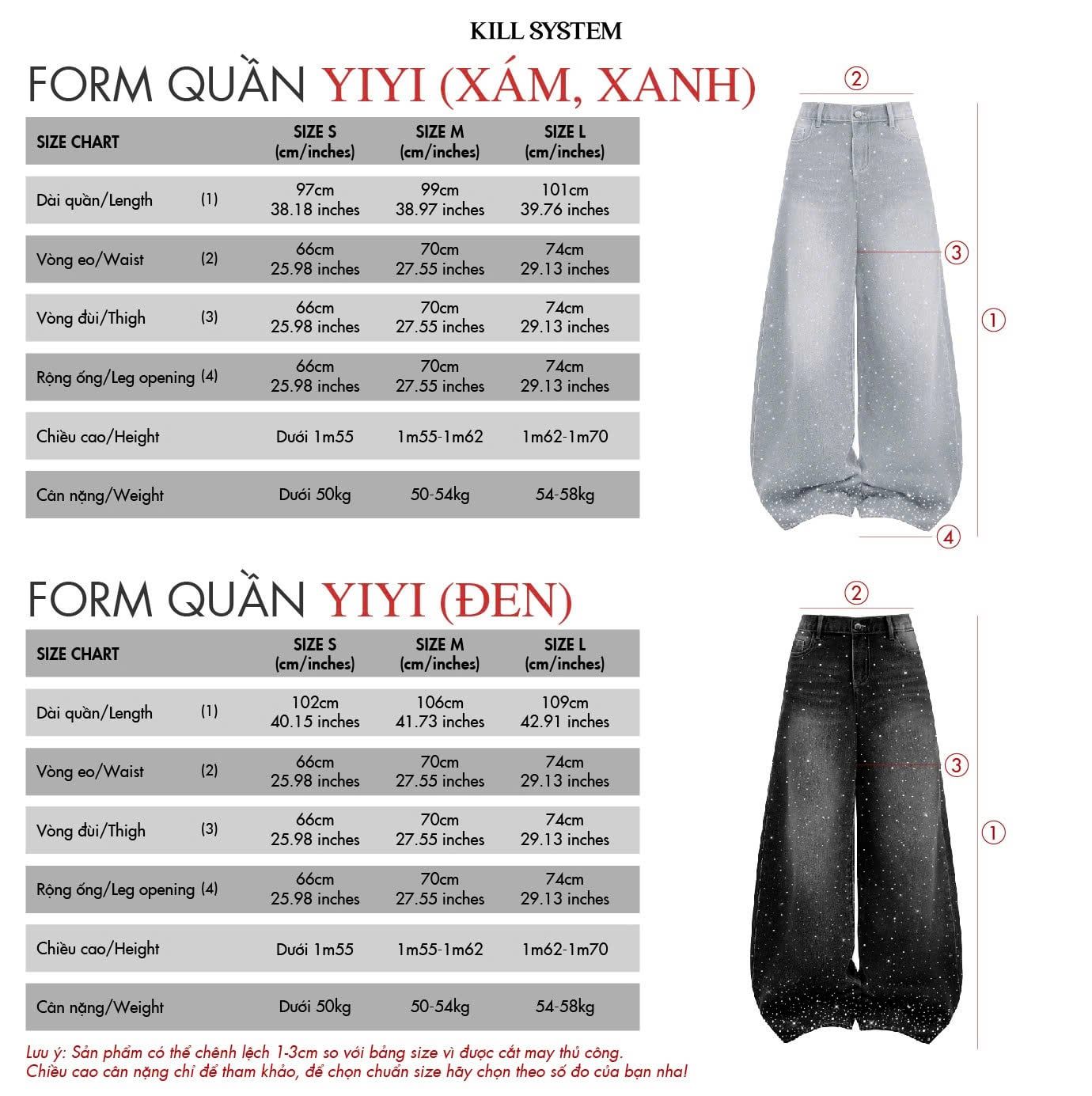  Quần jeans đính đá lấp lánh 2 mặt YIYI - KILL SYSTEM 