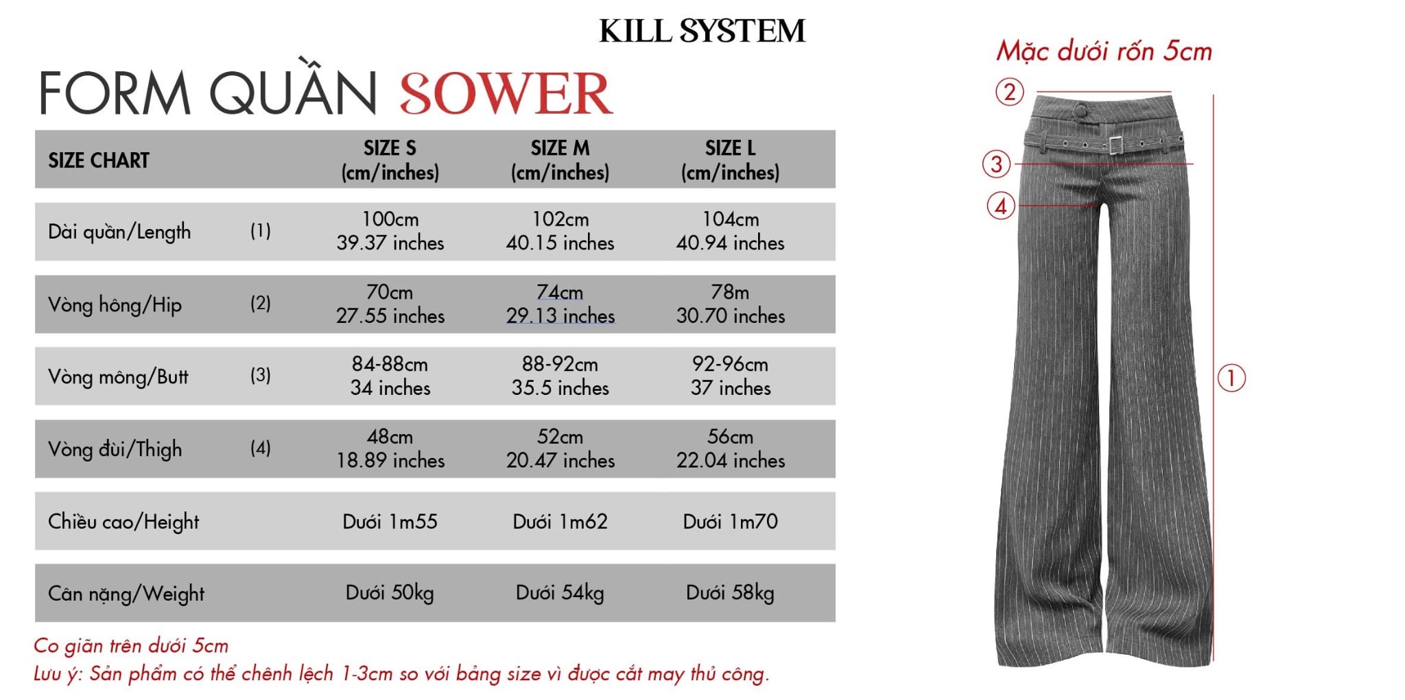  Quần tây ống suông cạp trễ kèm đai SOWER - KILLSYSTEM 