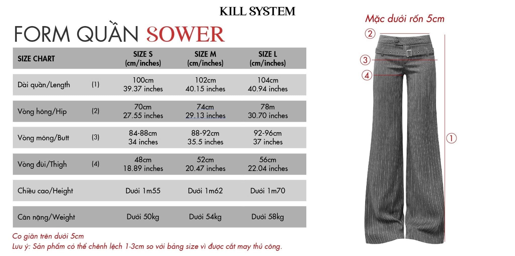  Quần tây ống suông cạp trễ kèm đai SOWER - KILLSYSTEM 