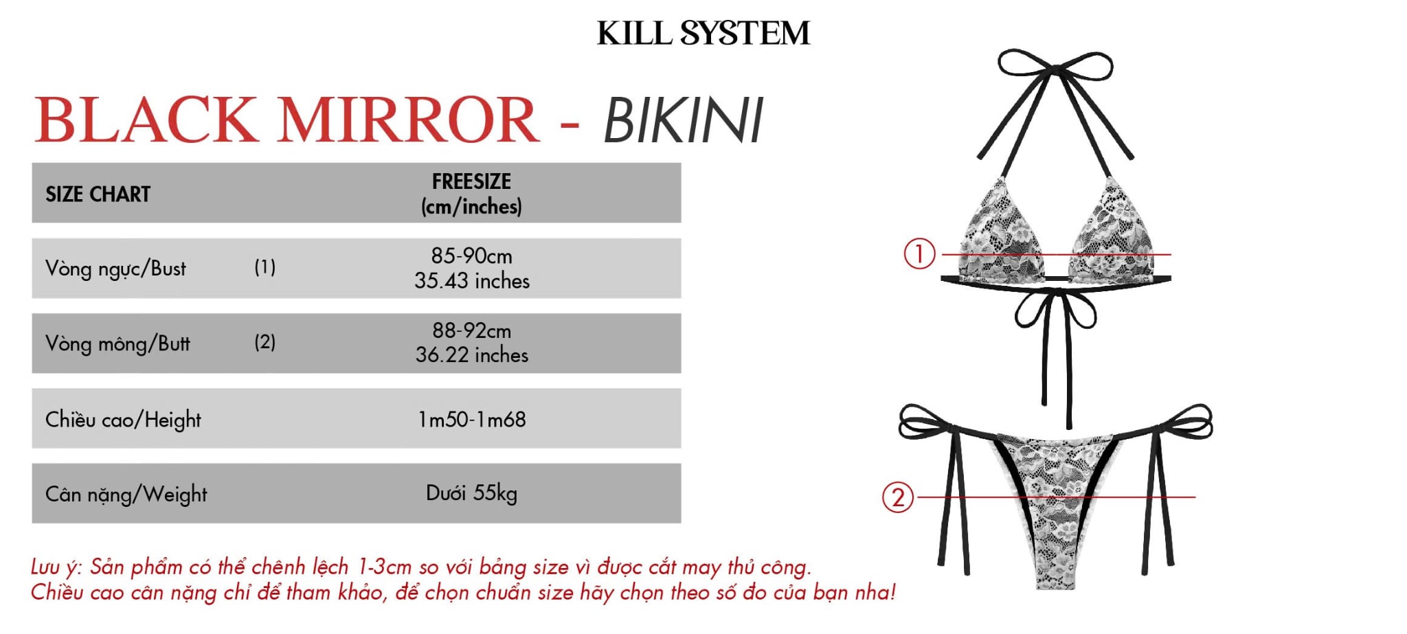  Bikini 2 mảnh hoạ tiết ren sexy BLACK MIRROR - KILLSYSTEM 