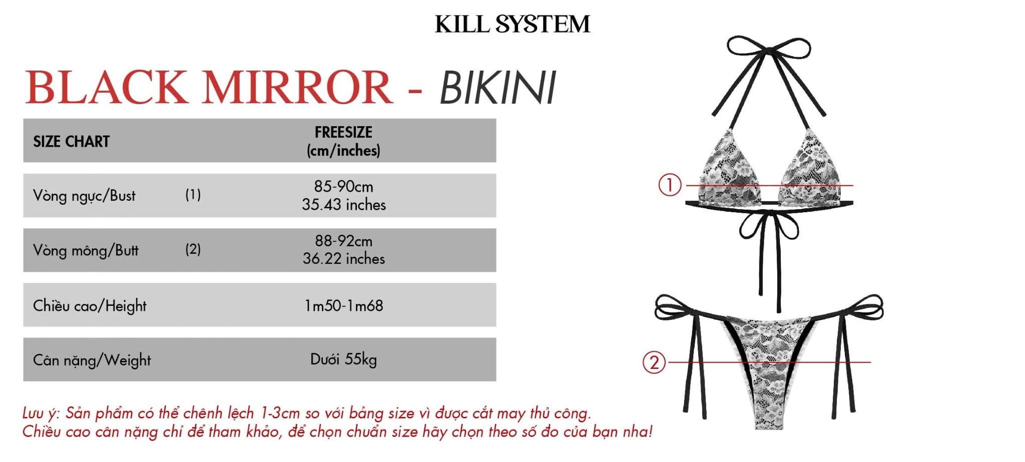  Bikini 2 mảnh hoạ tiết ren sexy BLACK MIRROR - KILLSYSTEM 