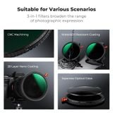  Kính lọc K&F CONCEPT 3 in 1 Variable ND2-32 CPL & Blackmist 1/4 With 28 Layer Multi-Coated 82mm KF01.2928V2 