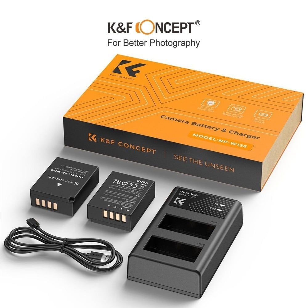  Bộ 2 pin 1 sạc K&F CONCEPT NP W126 