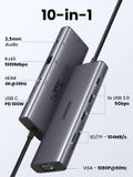 HUB chuyển đổi Type C Ugreen 15601 – USB-C sang 3xUSB-A 3.0 + HDMI + VGA+ RJ45(LAN) + SD/TF +3.5mm+PD 4K30Hz 