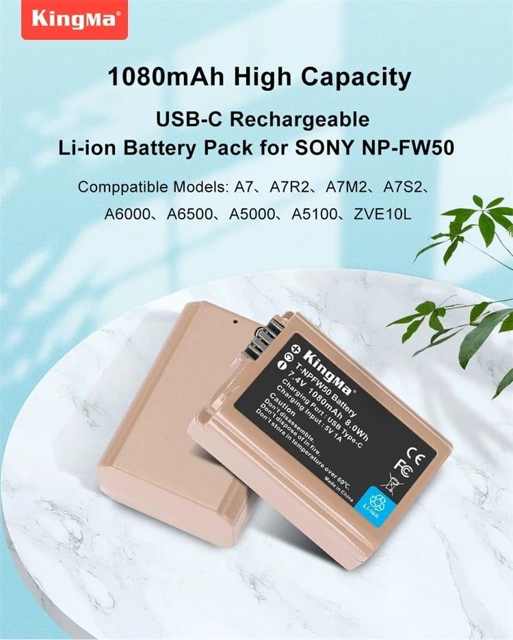  Pin Kingma NP-FW50 dung lượng 1080mAh cổng TypeC 