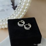  Hoa tai Bạc S925 Khoen Viền đá vuông 