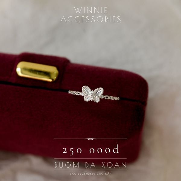  Nhẫn Bạc S925 Bướm Đá Xoắn 