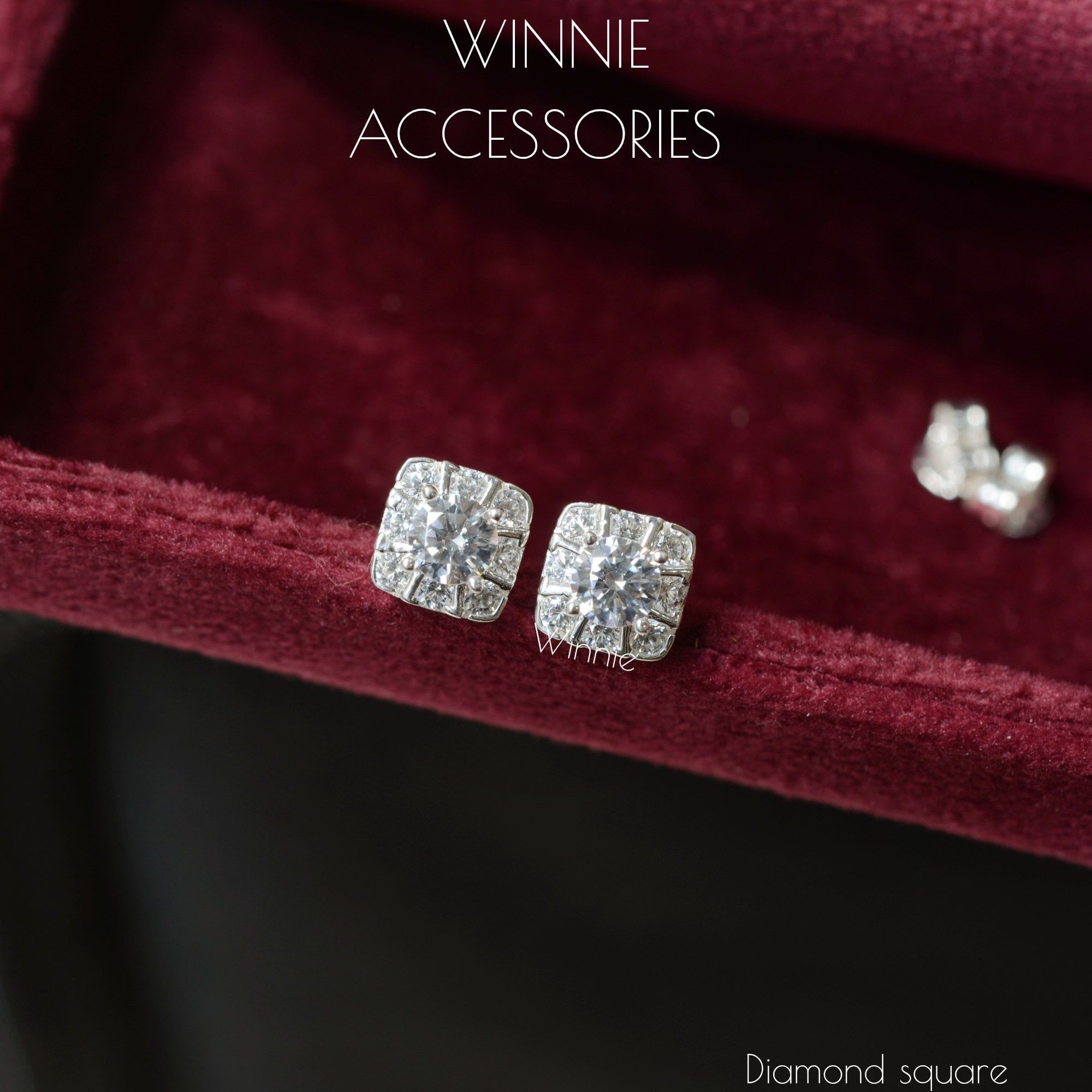  Hoa tai Bạc S925 Diamond Square 