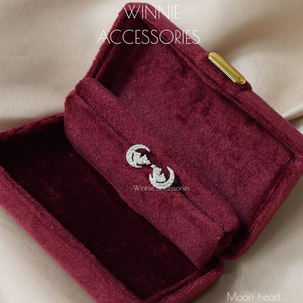  Hoa tai Bạc S925 Moon Heart 