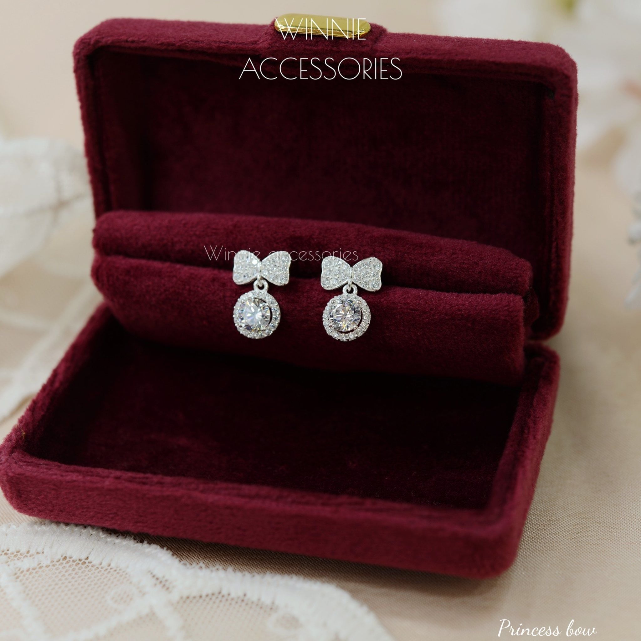  Hoa tai Bạc S925 Princess Bow 