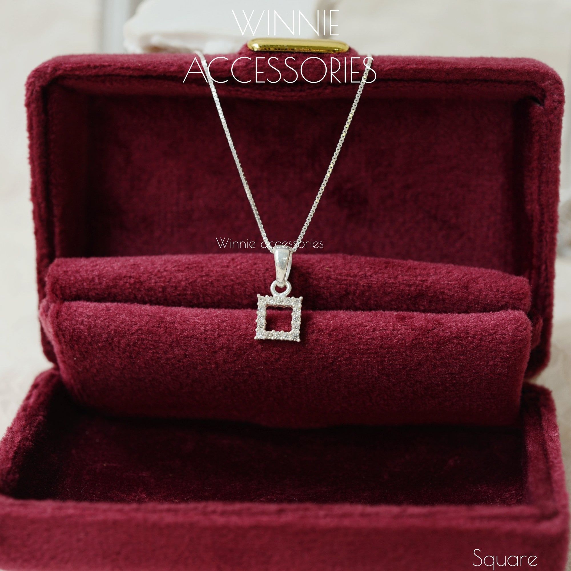  Charm Dây chuyền Bạc S925 Square (Không kèm dây) 