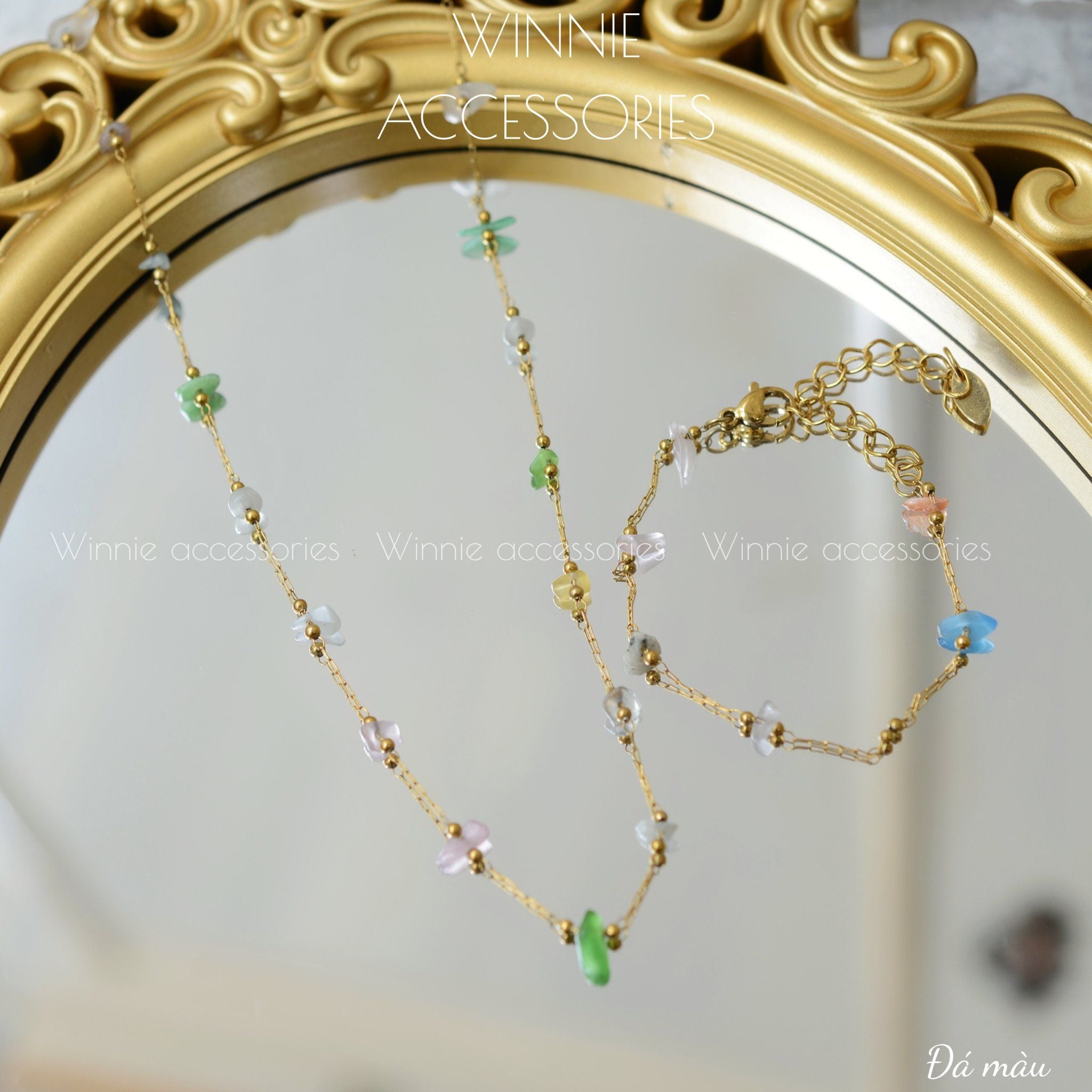  Dây chuyền titan đá màu 