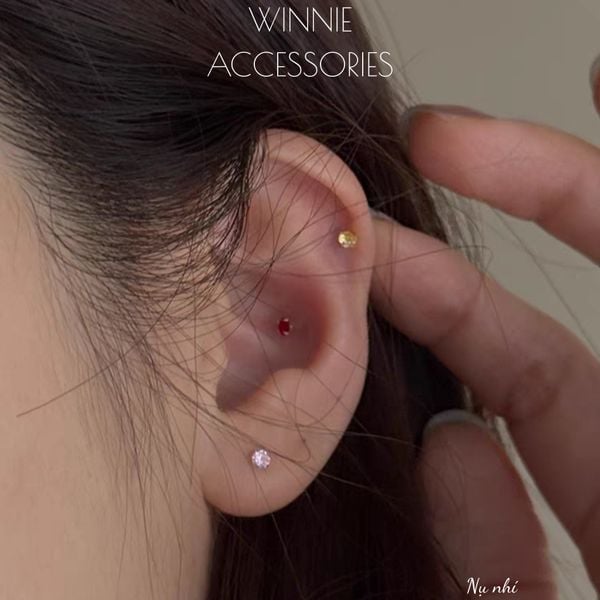  Hoa tai Bạc S925 đá nụ nhí 