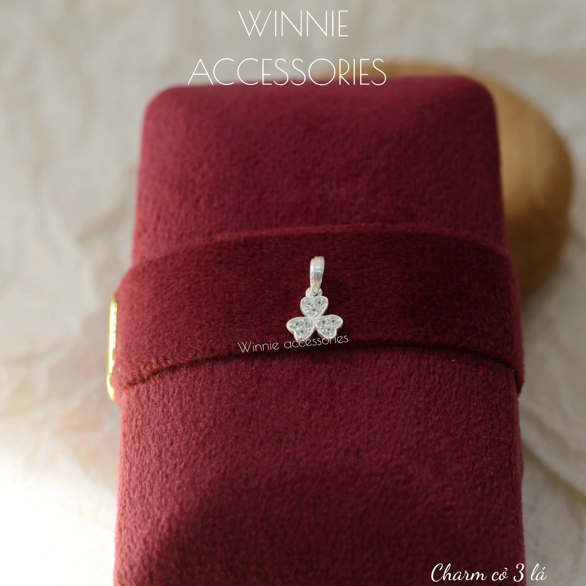  Charm Dây chuyền bạc S925 Cỏ 3 lá nhỏ (Không kèm dây) 
