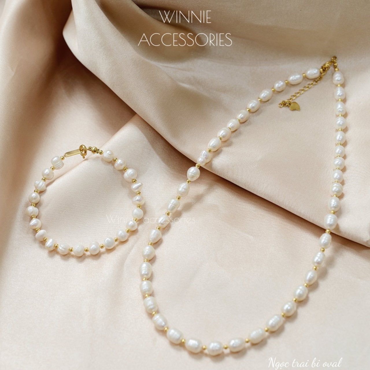  Dây chuyền titan Ngọc trai bi oval 