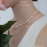  Dây chuyền titan Ngọc trai bi oval 