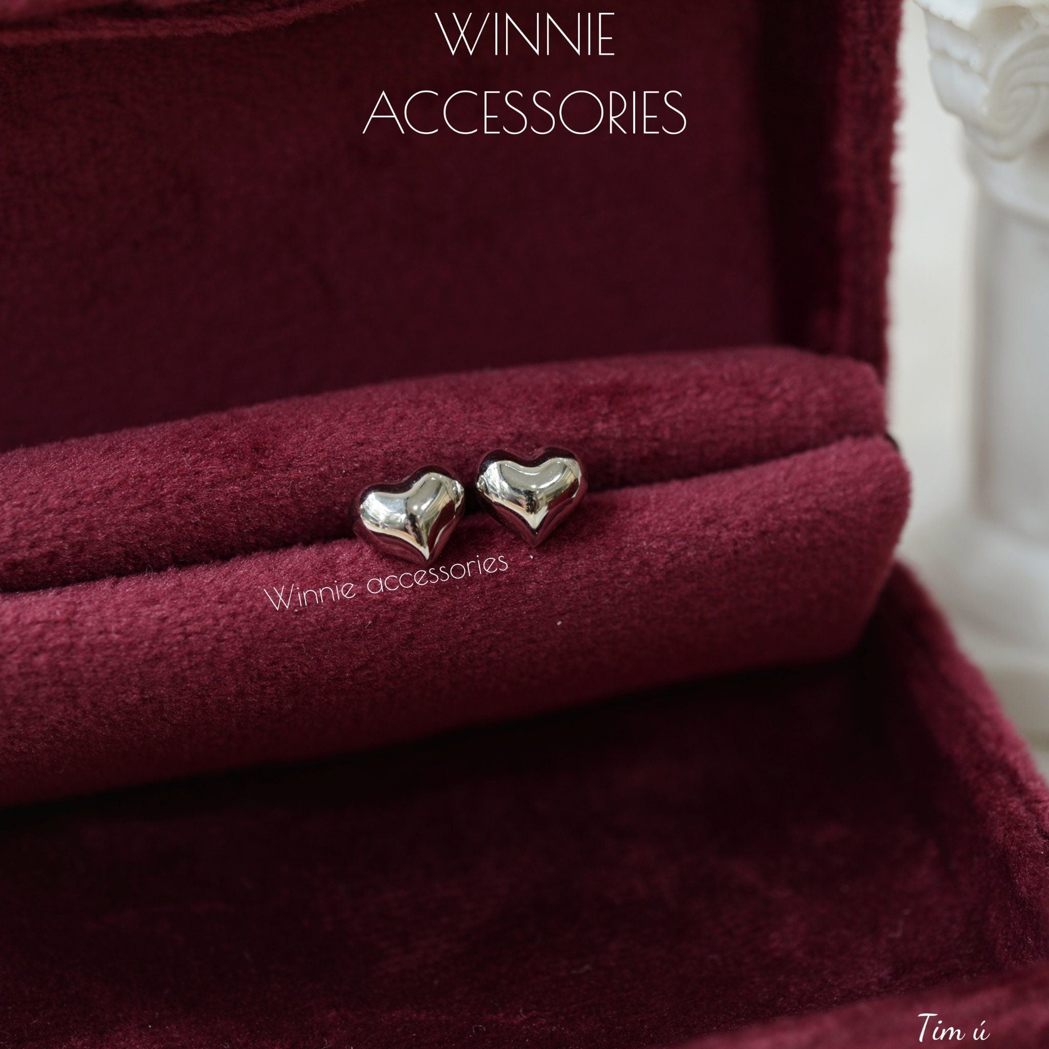  Hoa tai Bạc S925 Tim ú 