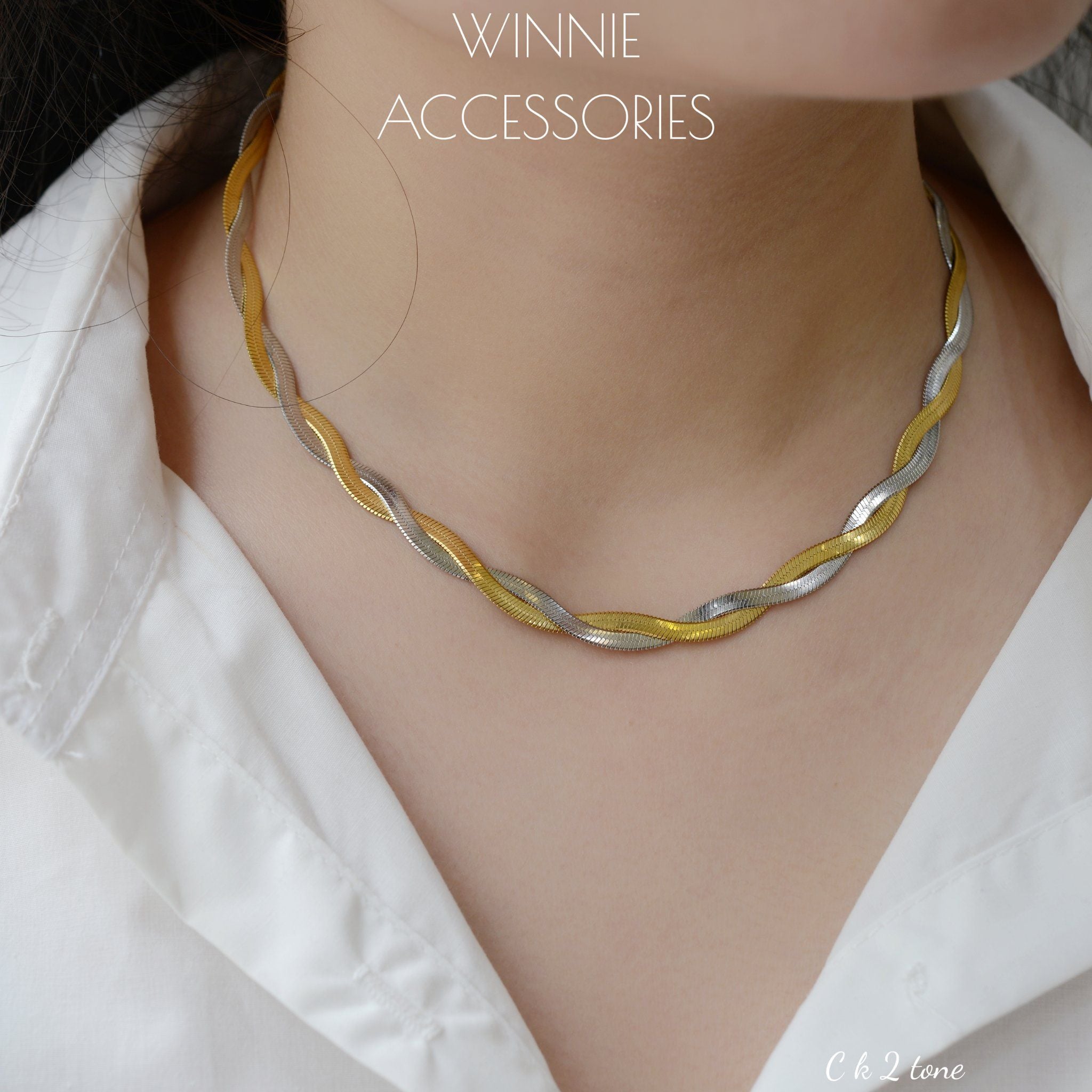  Dây chuyền titan CK 2 tone 