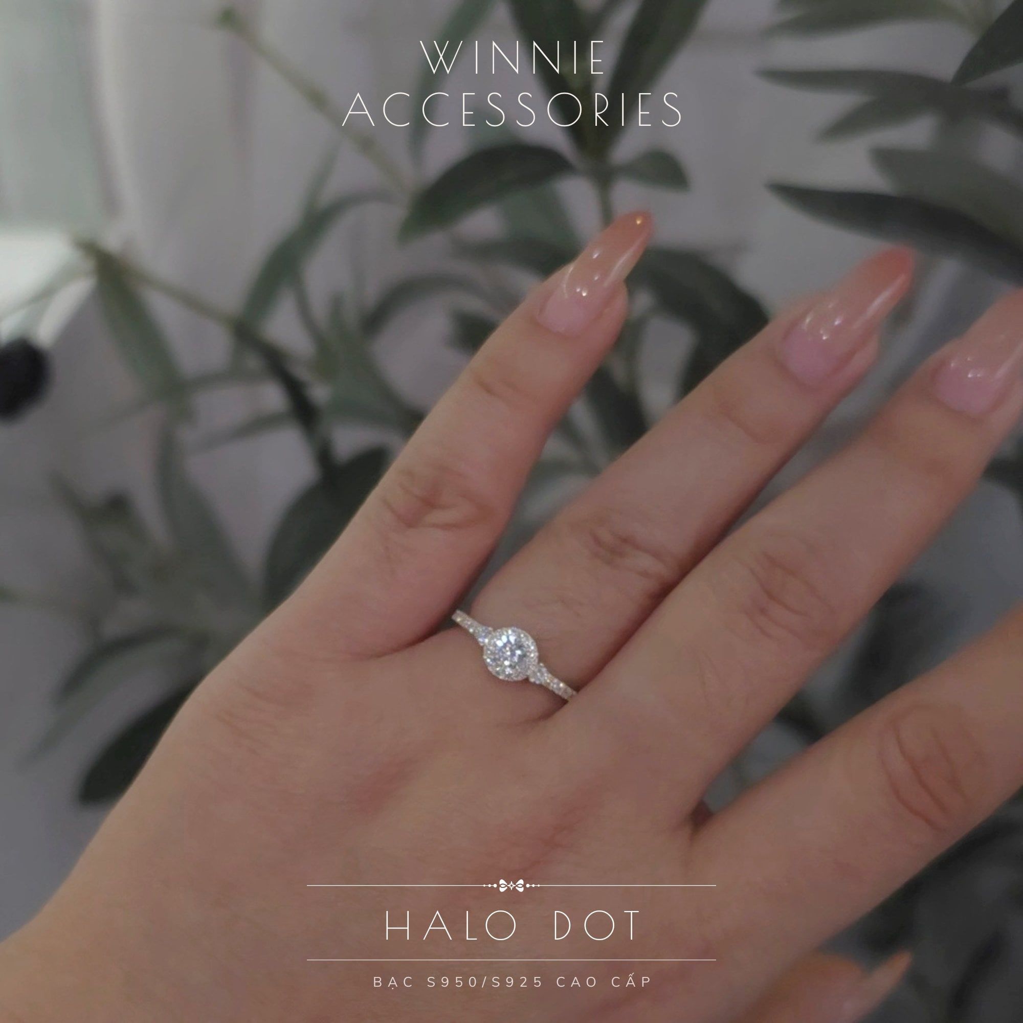  Nhẫn Bạc S925 Halo dot 