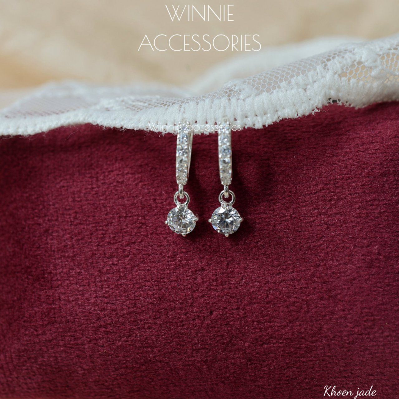  Hoa tai Bạc S925 Khoen Jade 