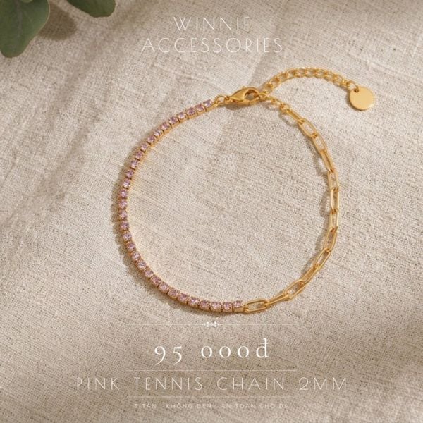  Lắc tay Titan Pink Tennis Chain 2mm VG 