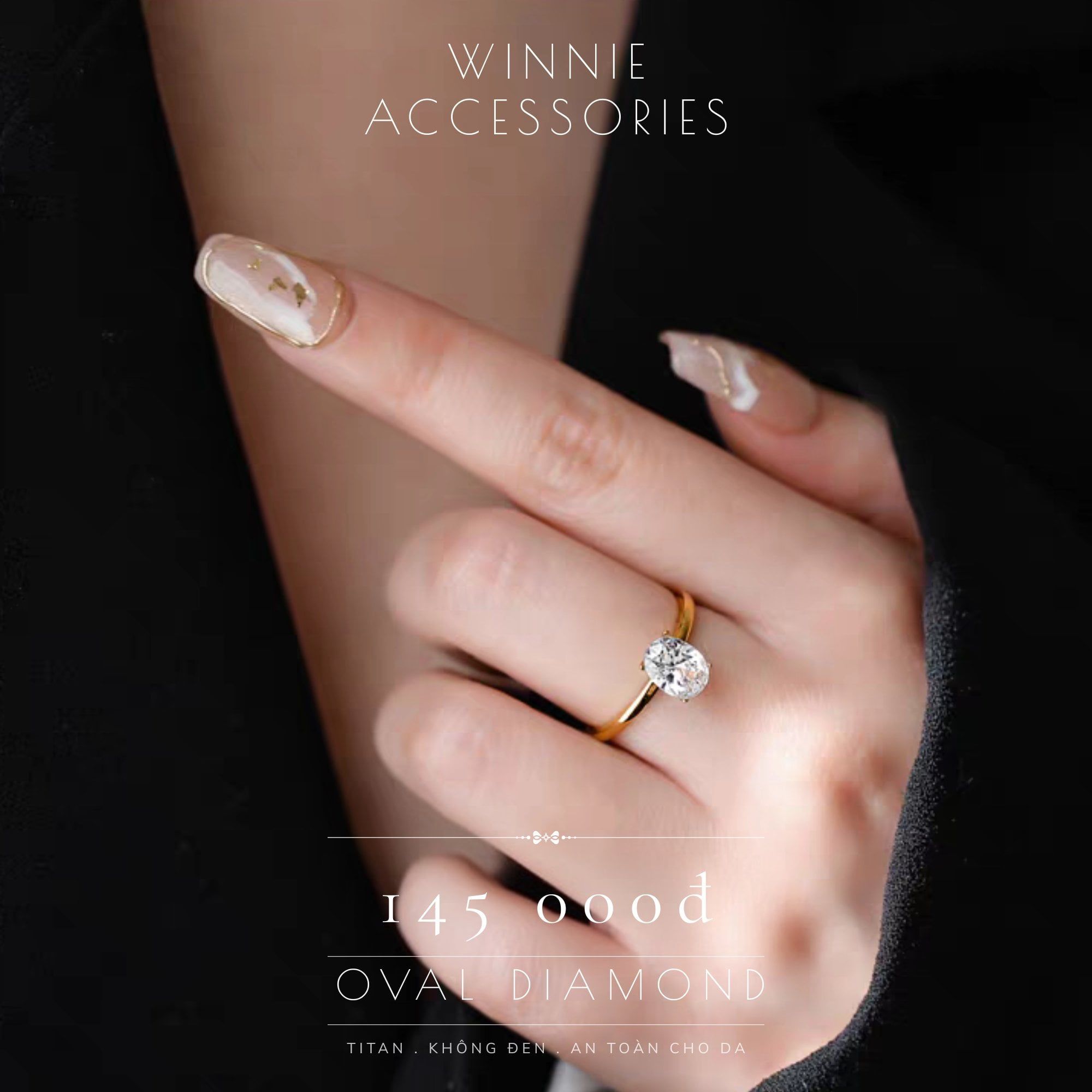  Nhẫn titan Oval Diamond 