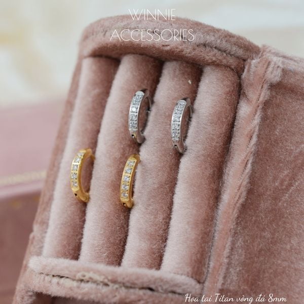  Hoa tai Titan Vòng đá 8mm 