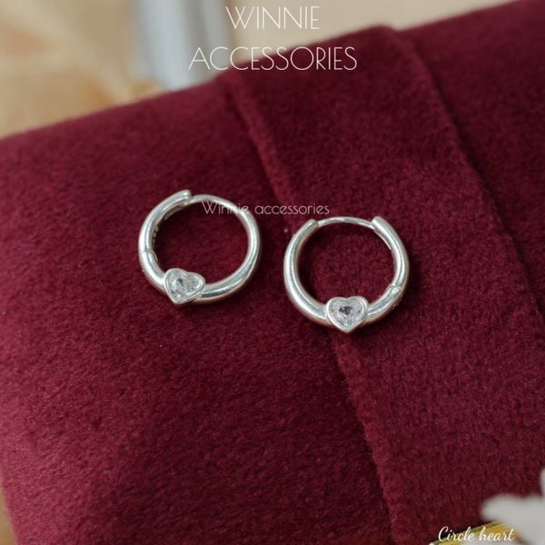  Hoa tai Bạc S925 Circle heart 