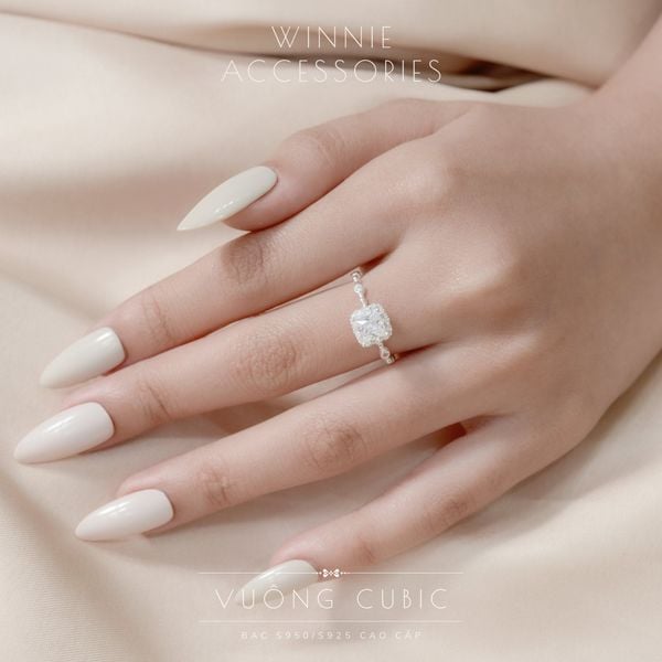  Nhẫn Bạc S925 Vuông Cubic 