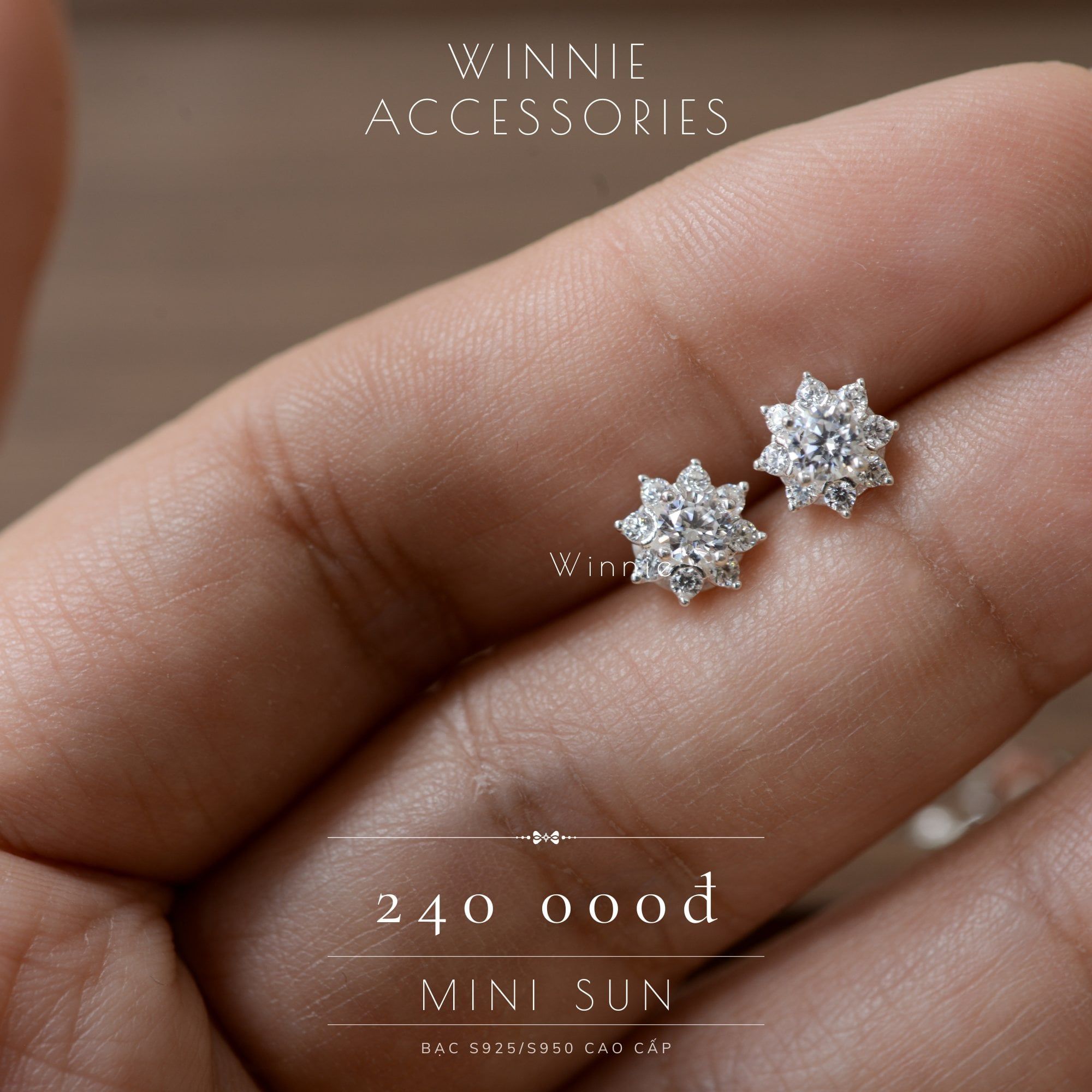  Hoa tai Bạc S925 Mini Sun 