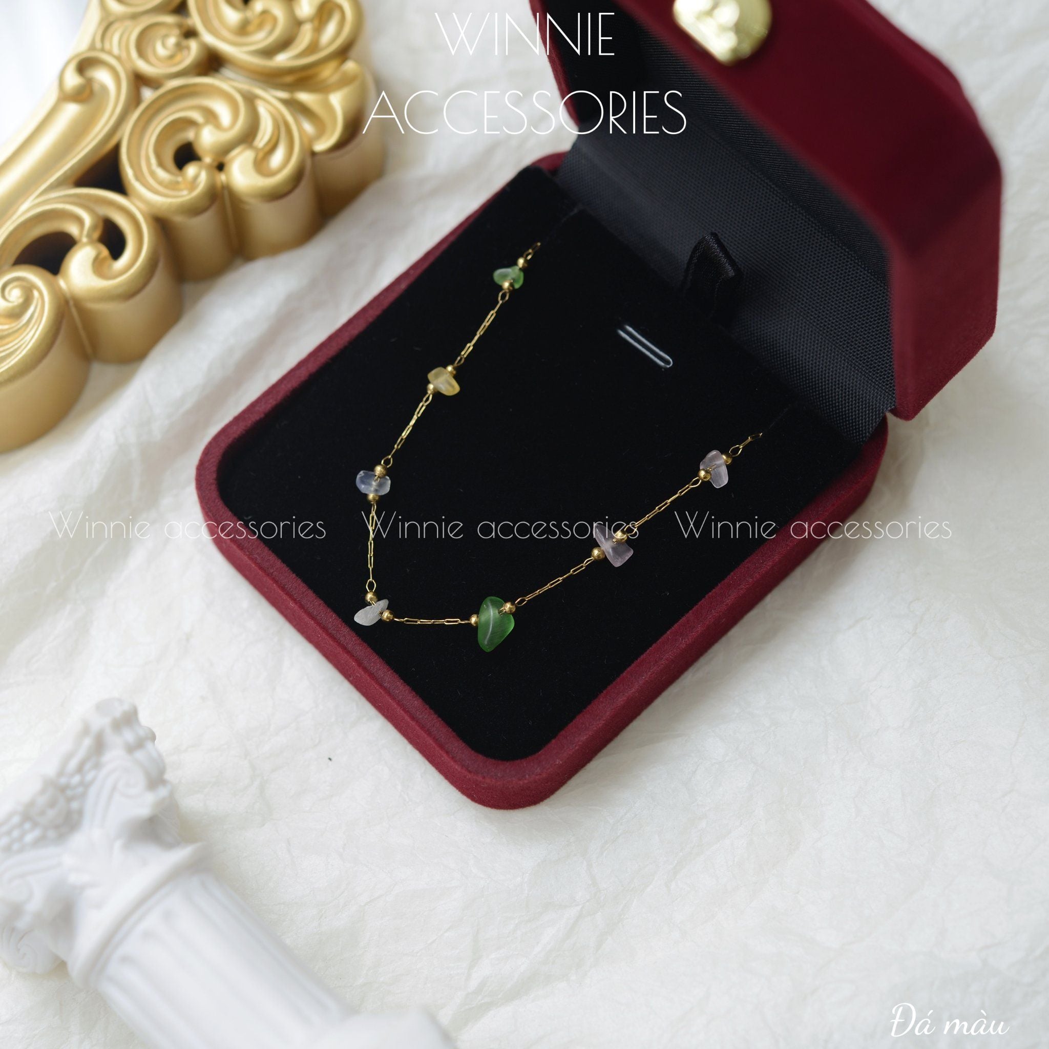  Dây chuyền titan đá màu 