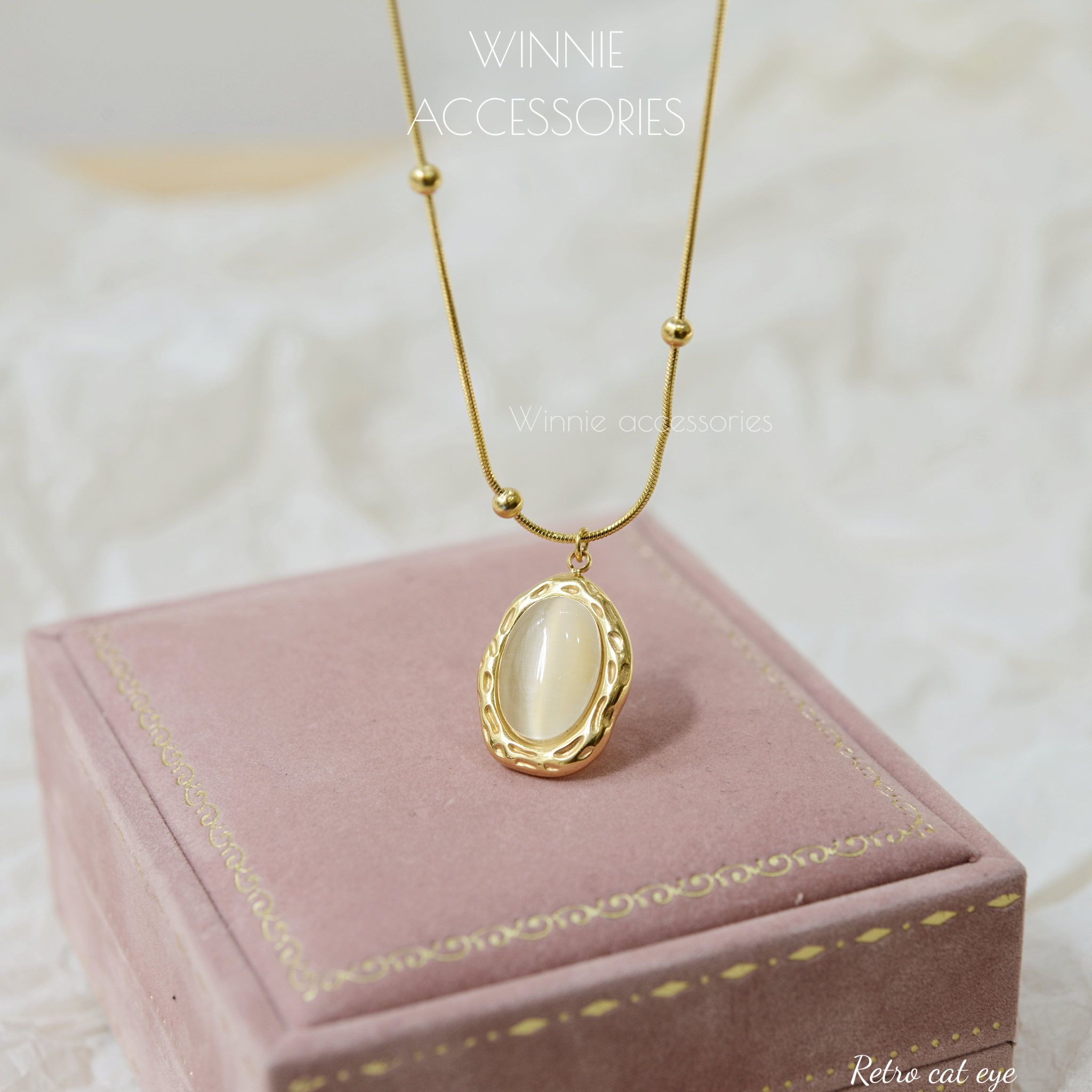  Dây chuyền Titan Retro cat eye 