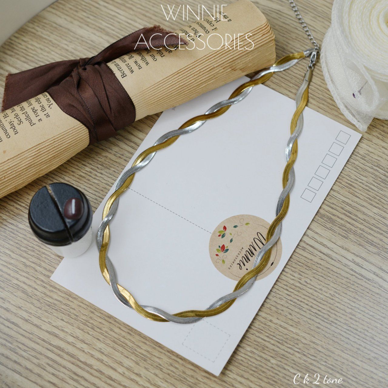  Dây chuyền titan CK 2 tone 