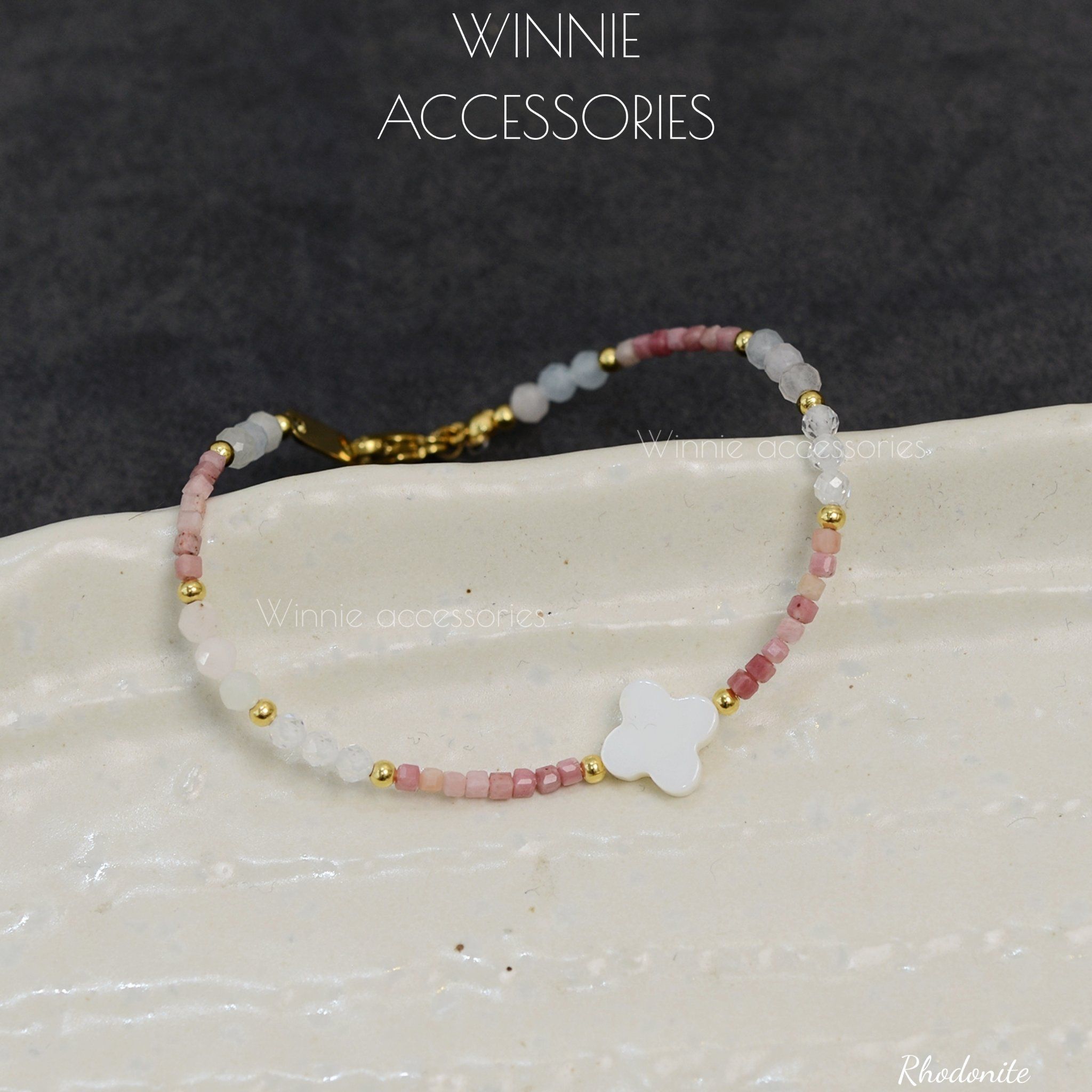  Lắc tay Titan Rhodonite (đá Tường Vi) 