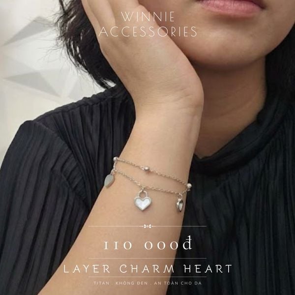  Lắc tay Titan Layer Charm Heart 