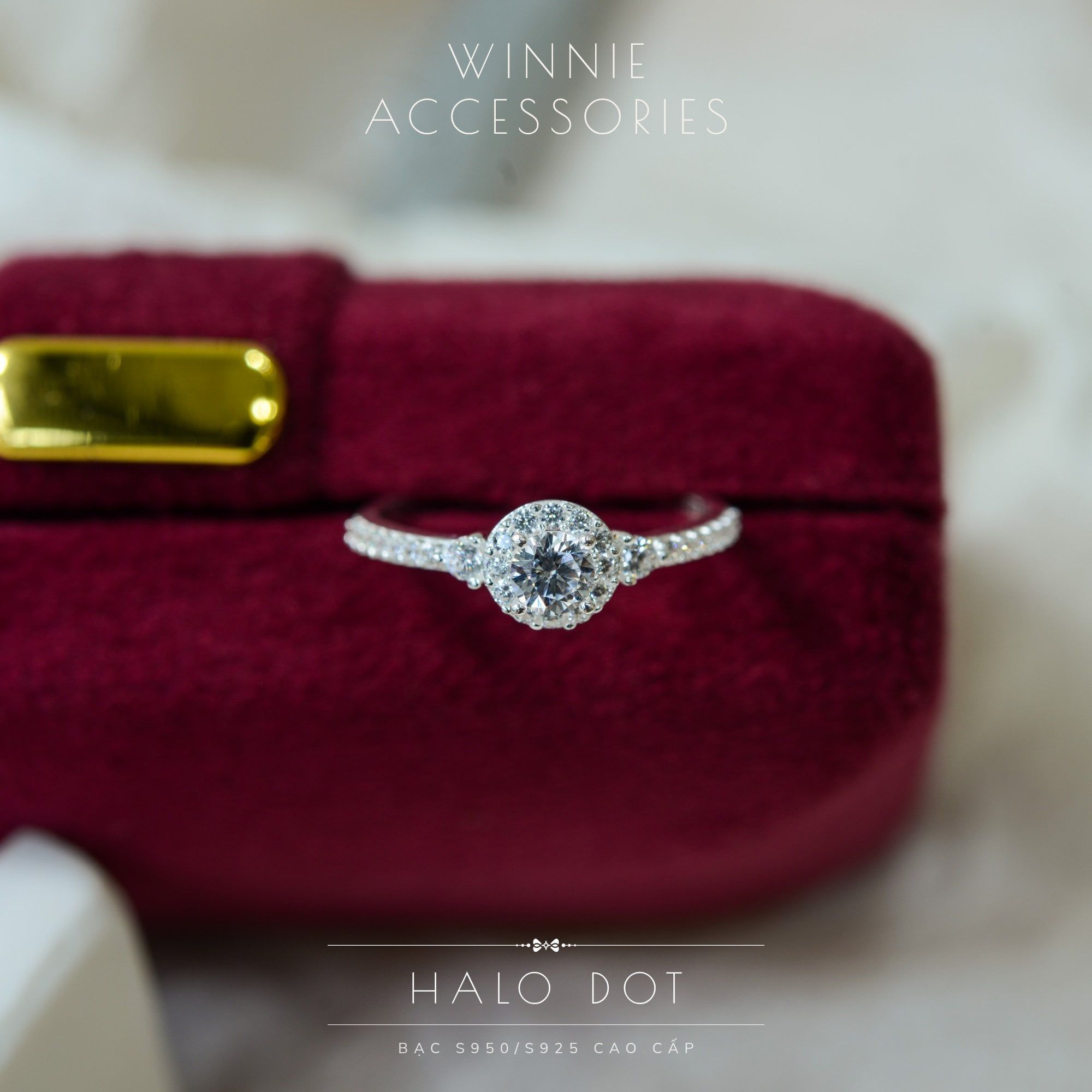  Nhẫn Bạc S925 Halo dot 