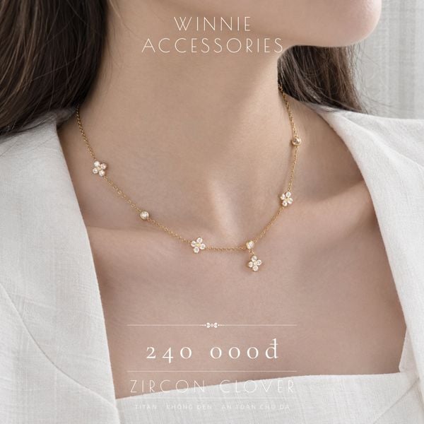  Dây chuyền Titan Zircon Clover 