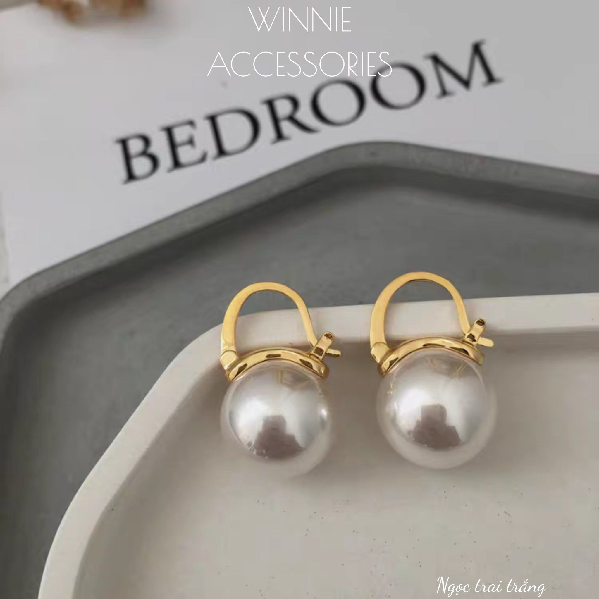  Hoa tai titan Ngọc trai trắng 