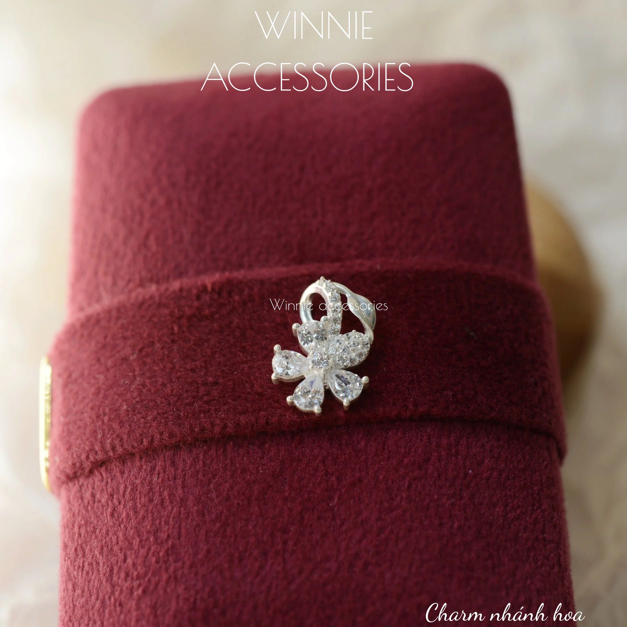 Charm Dây chuyền Bạc S925 Nhánh hoa (Không kèm dây) 
