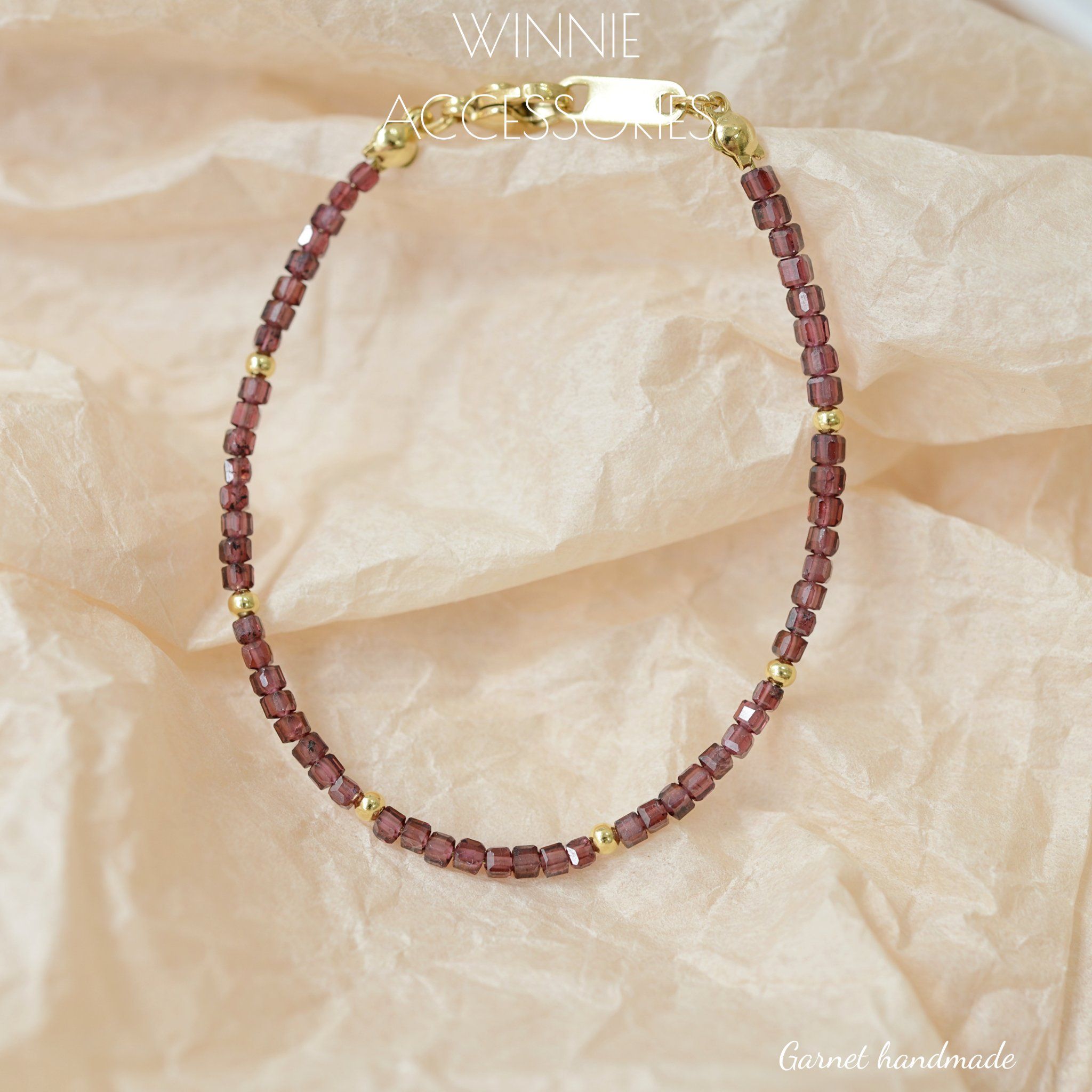  Lắc tay Titan Đá Garnet handmade 